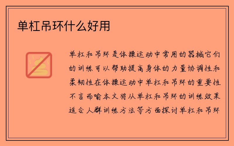 单杠吊环什么好用