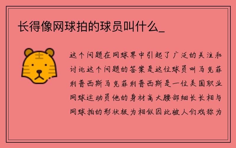 长得像网球拍的球员叫什么_